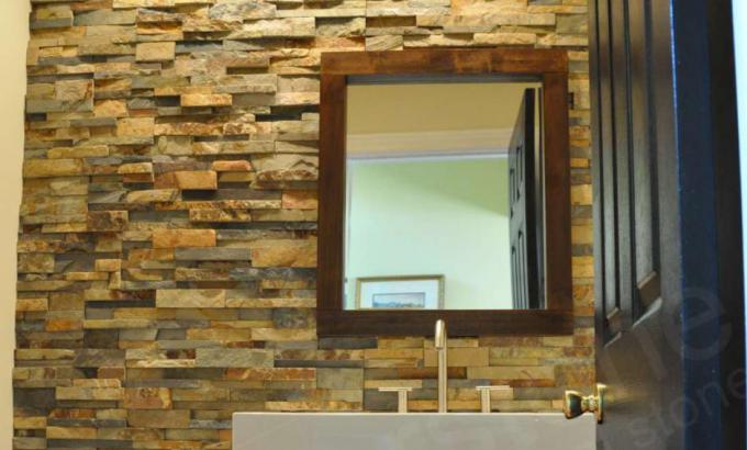 Natural Stacked Stone Veneer Bathroom