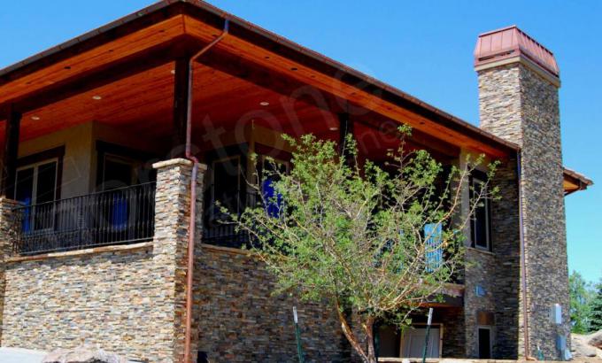 Real Stacked Stone Chimney